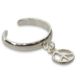 Sterling Silver Dangle Peace Sign Toe Ring