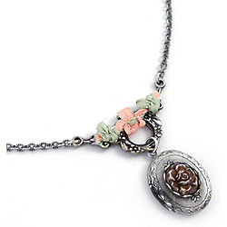Vintage Inspired Rosette Locket Necklace