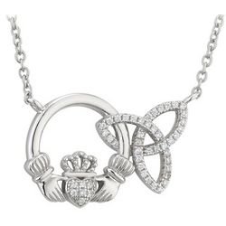 Claddagh & Trinity Knot Sterling Silver Pendant