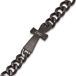 Black Stainless Steel Dad Cross Bracelet