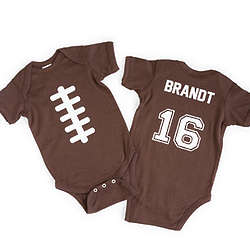 Personalized Name and Number Football Babysuit