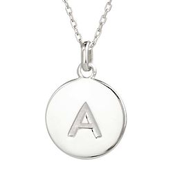 Personalized Initial Silver Disc Necklace
