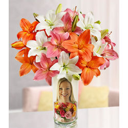 Personalized Vase with Summer Lilies