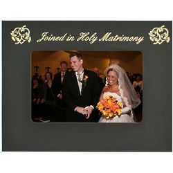 Personalized Holy Matrimony Black and Gold Metal Frame