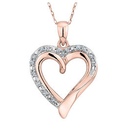 Diamond Heart Necklace in 10K Rose Gold