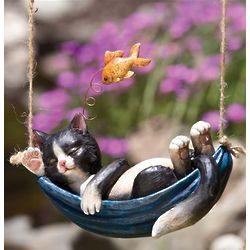 Napping Kitten Hanging Garden Sculpture