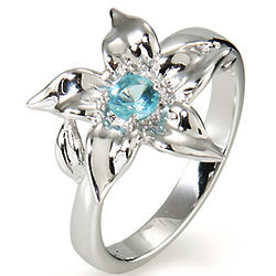 Close to the Heart Sterling Silver Custom Birthstone Flower Ring