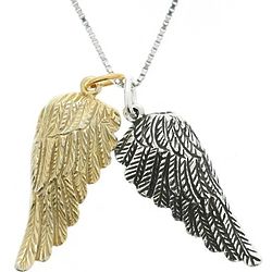 Gold and Silver Guardian Angel Wing Necklace