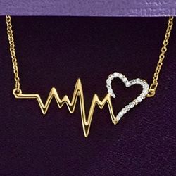 Diamond Gold-Plated Heartbeat Necklace
