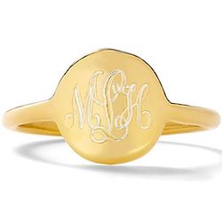 Engravable Monogram Disc Ring in Gold