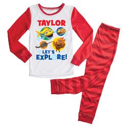 Toddler's Personalized Splash and Bubbles Pajamas in Red