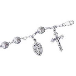 Solid Sterling Silver 7.5" Rosary Bracelet