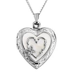 Sterling Silver Mother of Pearl Heart Locket
