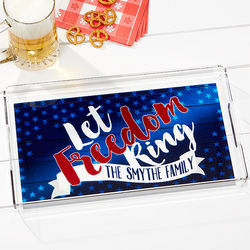 Personalized American Land Of The Free Acrylic Serving Tray