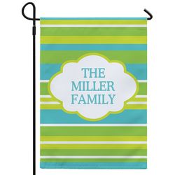 Personalized Summer Stripes Garden Flag in Lime Green