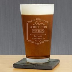 Personalized Aged to Perfection Beer Glass
