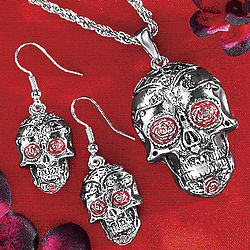 Skull Necklace and Earring Set