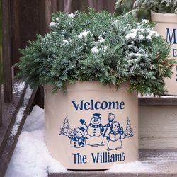 Personalized Snowman Family Crock