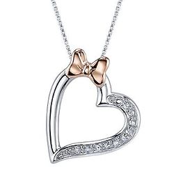 Disney's Minnie Mouse Diamond Heart Pendant in Sterling Silver