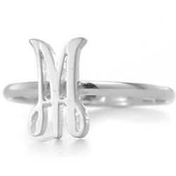 Custom Script Initial Ring in Silver