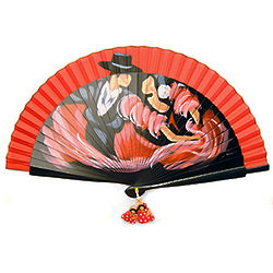 Traditional Handpainted Flamenco Dancers Hand Fan