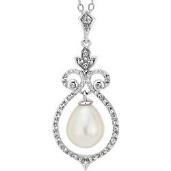 Freshwater Cultured Pearl and White Topaz Necklace