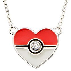 Pokemon Pokeball Heart Pendant in Sterling Silver