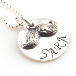 Mustache Personalized Hand Stamped Necklace