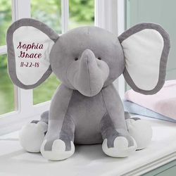 Personalized Jumbo Plush Baby Elephant Stuffed Animal in Grey