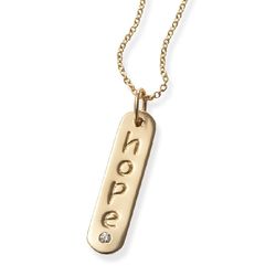 Diamond Hope Tag Necklace in 14k Gold