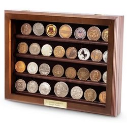 32 Military Challenge Coin Display with Hinged Front