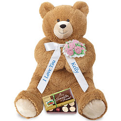 Lil' Hunka Love Say Anything Teddy Bear with Pink Roses
