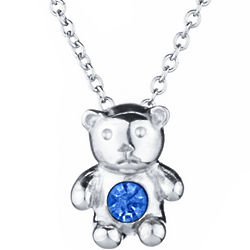 Sterling Silver Birthstone Teddy Bear Necklace