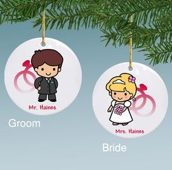 Bride or Groom's Personalized Character Ceramic Ornament
