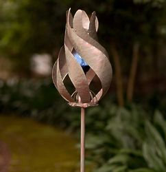 Rosebud Metal Wind Spinner with Solar Globe