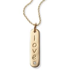 Love Tag Necklace with Diamond Accent in 14k Gold