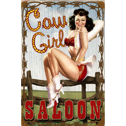 Cowgirl Saloon Metal Sign