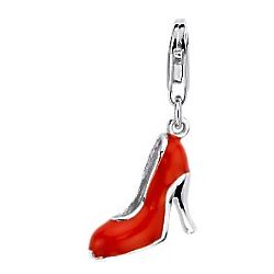Red High Heel Shoe Charm in Sterling Silver