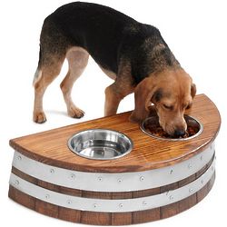 Recycled Wine Barrel Dog Feeder