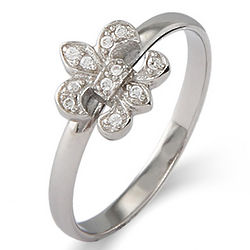 Fleur de Lis Silver Stackable Ring