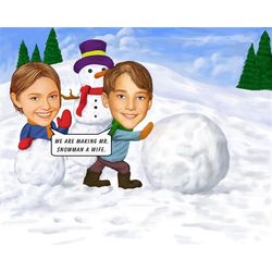 Snowman Wonderland Caricature Art Print