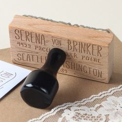 Wooden Handle Personalized Rubber Stamp