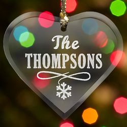 Personalized Holiday Glass Heart Ornament