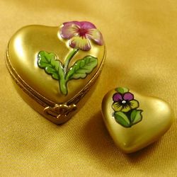 Limoges Gold Heart with Flower Box