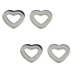 Sterling Silver Heart Link Stud Earrings