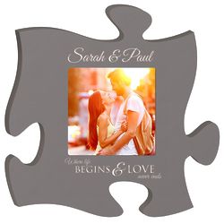 Personalized Couple's Love Never Ends Puzzle Piece Picture Frame
