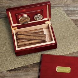 Cherry Wood Humidor with Personalized Brass Plate