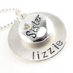 Personalized Sister's Love Cut-Out Heart Necklace