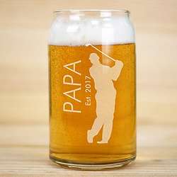 Personalized Golfer Beer Can Glass