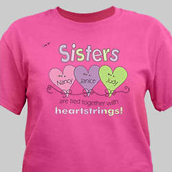 Personalized Heartstrings Sister T-Shirt